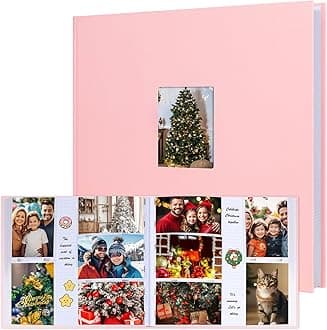 Photo Album 4x6 600 Photos with Writing Space Large Capacity 4x6 Photo Album Linen Cover with Front Window, 4x6 Picture Album, 600 Photos 4x6 Photo Album Book for Wedding Family Baby Pictures (Pink)