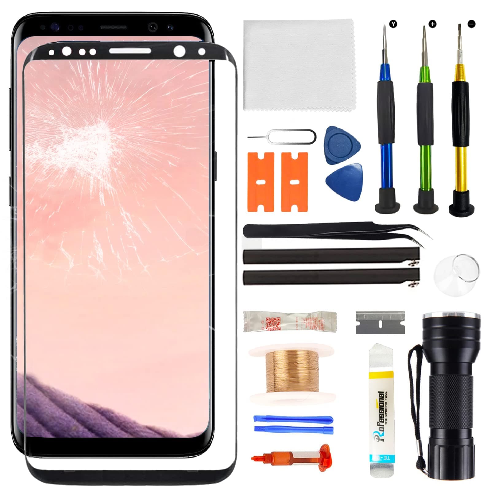 for Samsung Galaxy S8 Plus Screen Replacement,Replacement Screen for Galaxy S8 Plus Series 6.2 inch,Tempered Glass Replacement Kit with Repair Tools(NO OLED & Touch Digitizer)
