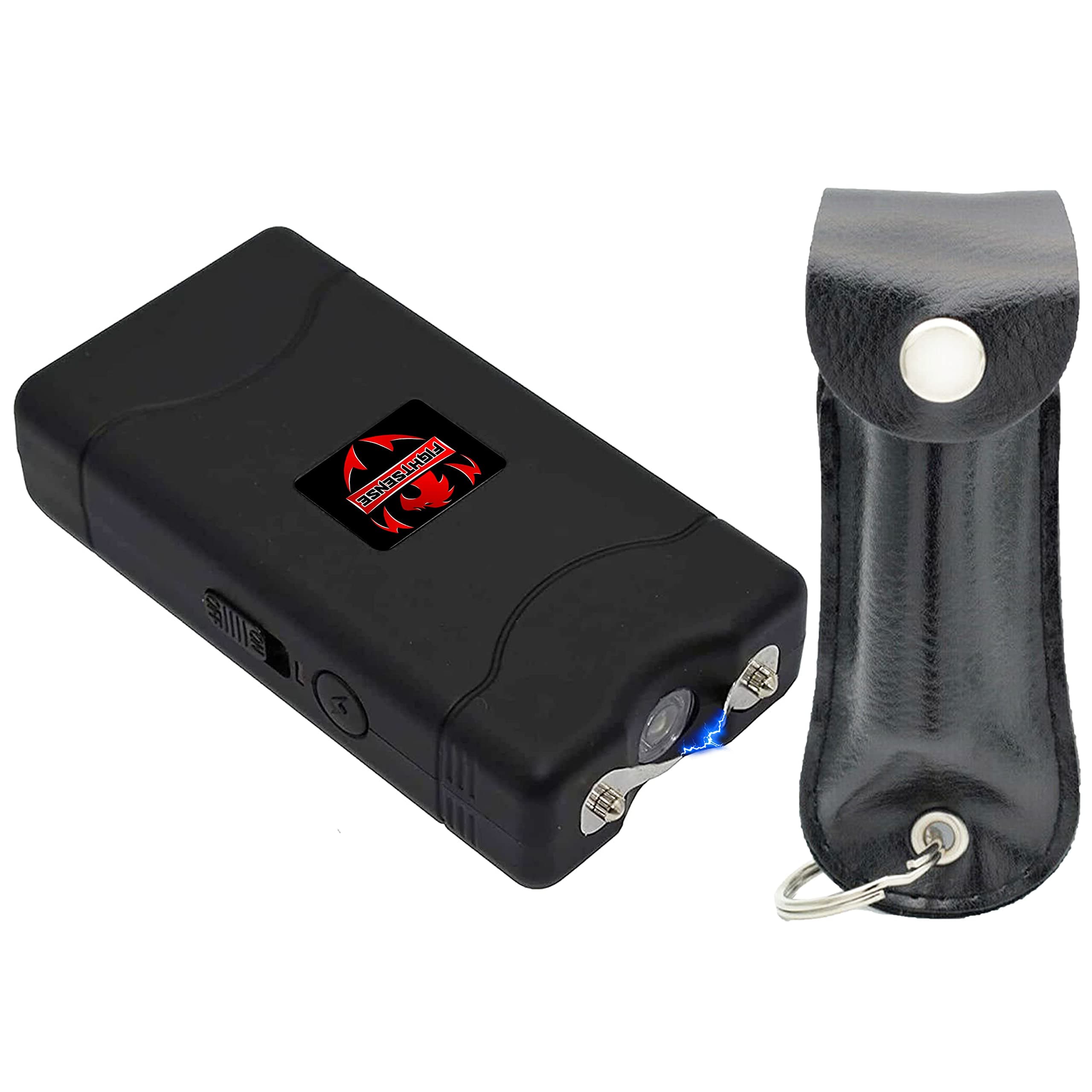Self-Defense Kit 1/2oz Pepper Spray & Mini Stun Gun for Men & Women,25 Burst,12 Foot Range,1.60 µC Painful Charge,LED Flashlight,Safety Switch