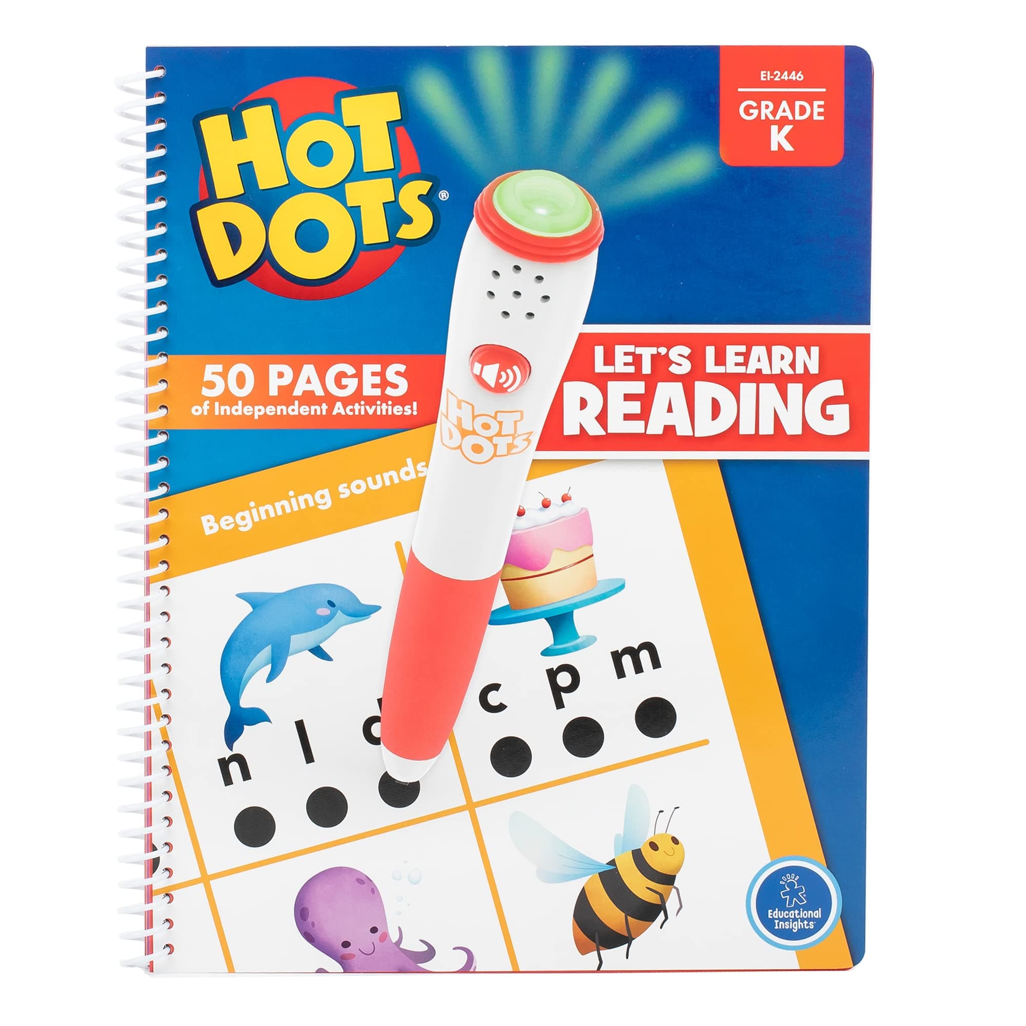 Educational Insights Hot Dots Let's Learn Kindergarten Reading Set - Kindergarten Workbooks with Interactive Pen, Homeschool Learning Activities, Learn to Read Activity Books for Kids Ages 5+
