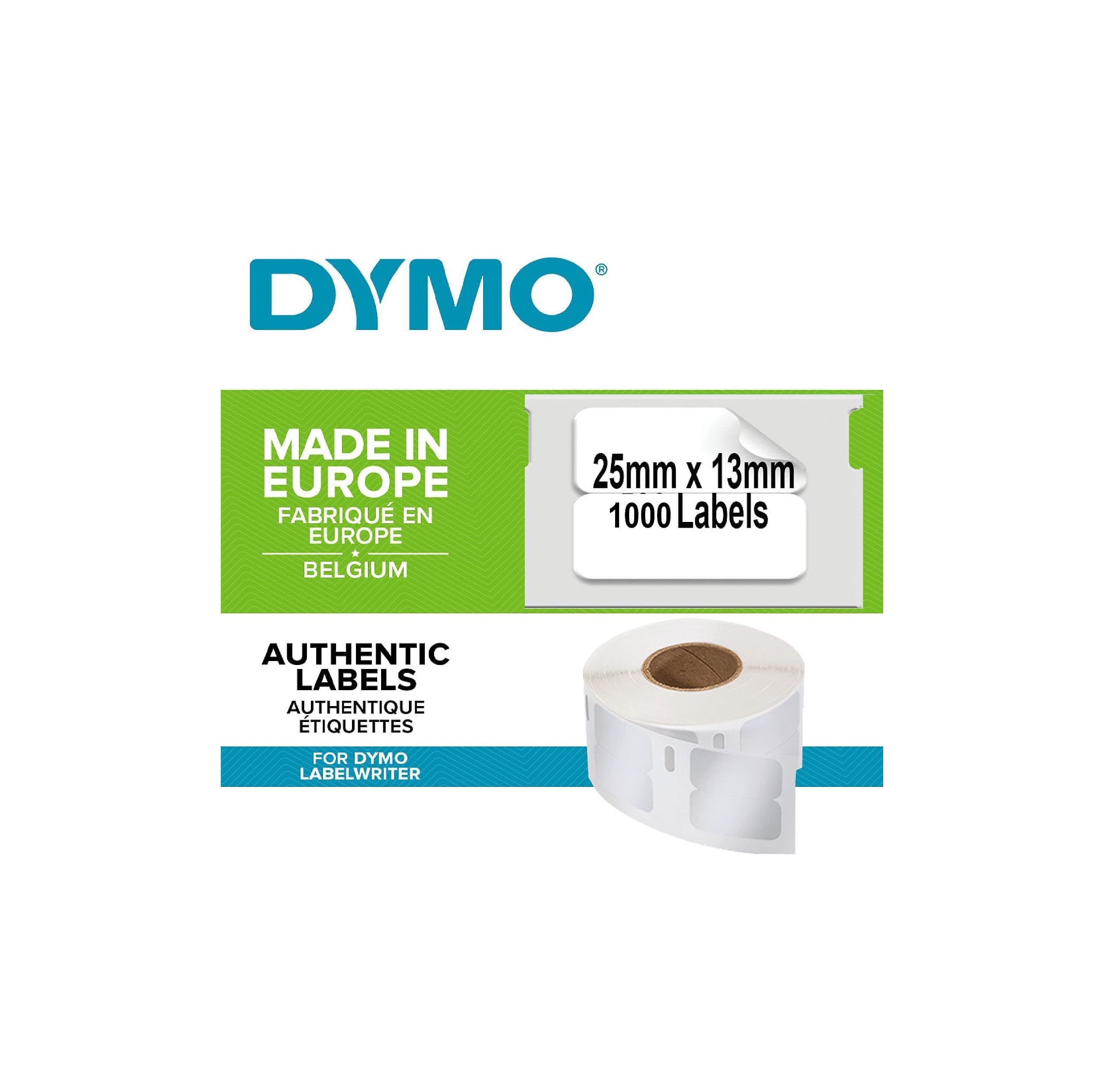 Dymo 13 Mm X 25 Mm Lw Small Multi-Purpose Labels, Roll Of 1000 Easy-Peel Labels, Self-Adhesive, For Labelwriter Label Makers, Authentic