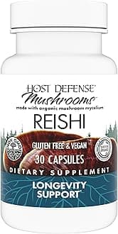 Host Defense Reishi Capsules - Heart & Immune Health Support Supplement - Mushroom Supplement to Support Energy & Vitality - Reishi Supplement to Aid Overall Well-Being - 30 Capsules (15 Servings)*