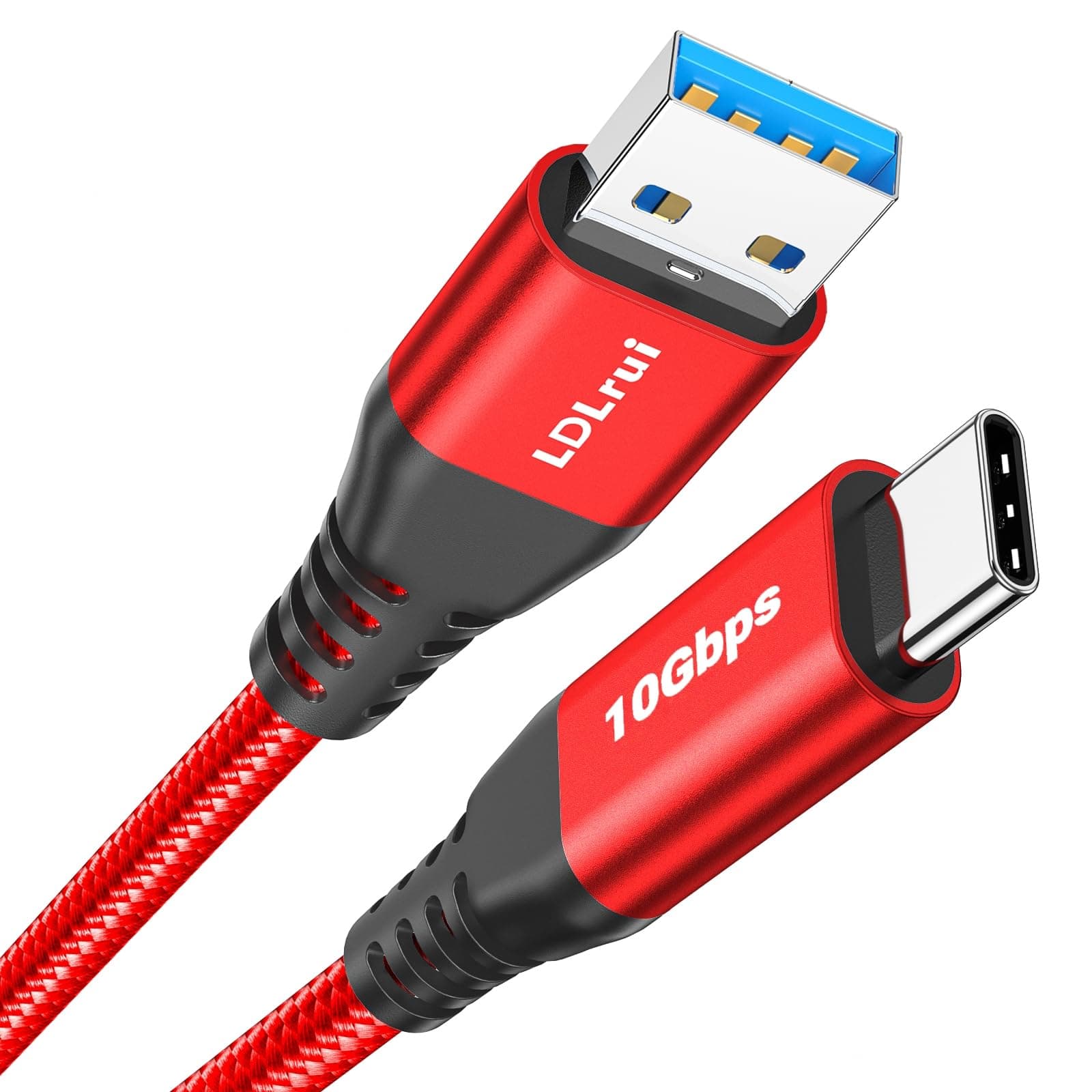 LDLrui USB A to USB C Cable 10Gbps - [1.8M, Red], USB 3.2 Gen 2 Super Fast Data Transfer Cable, QC 3.0 3.1A Rapid Charging Cord for Samsung S21/S20/S10/Note 20, iPad Pro, Xbox Series X Controller