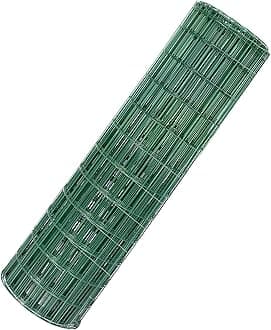 0.9M X 10M Green Rectangle Wire Mesh Fencing PVC Coated 100mm x75mm Mesh Size 2mm Wire Diameter Galvanized Wire Fence Roll for Garden Poultry Netting Chicken Wire Hardware Cloth