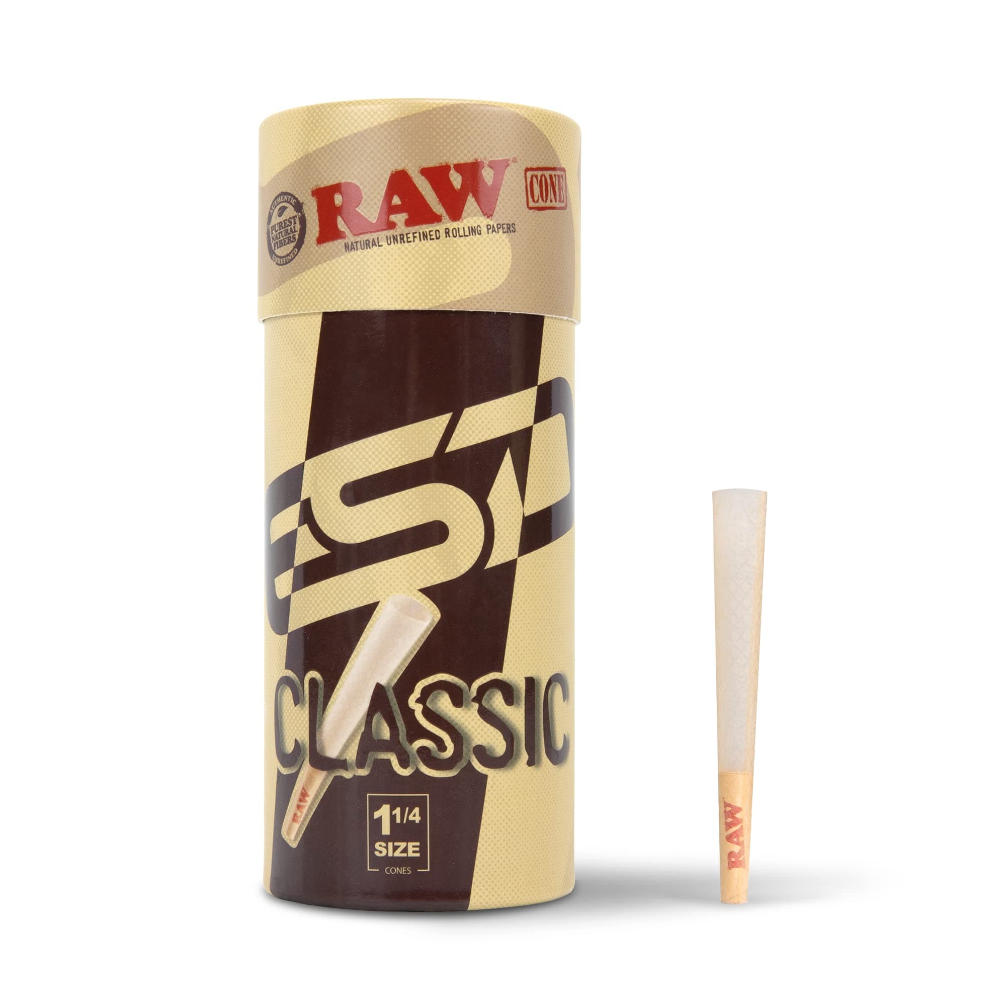 Cones Pre Rolled 1-1/4 Size Classic | 100 Pack | Natural Pre Rolled Rolling Paper with Tips & Packing Sticks Included