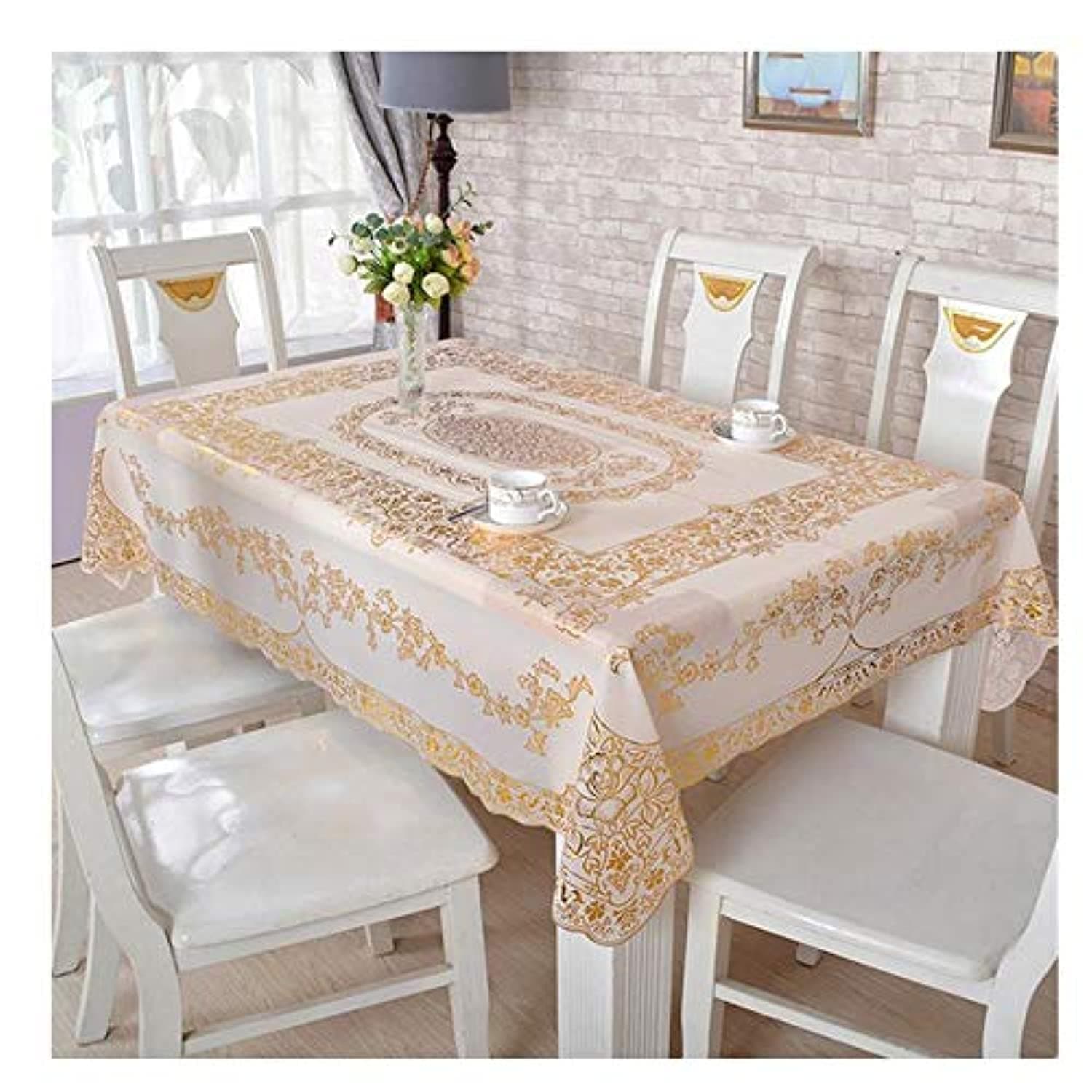 PVC bronzing tablecloth waterproof European tablecloth Rectangular non-slip mattresses table cover