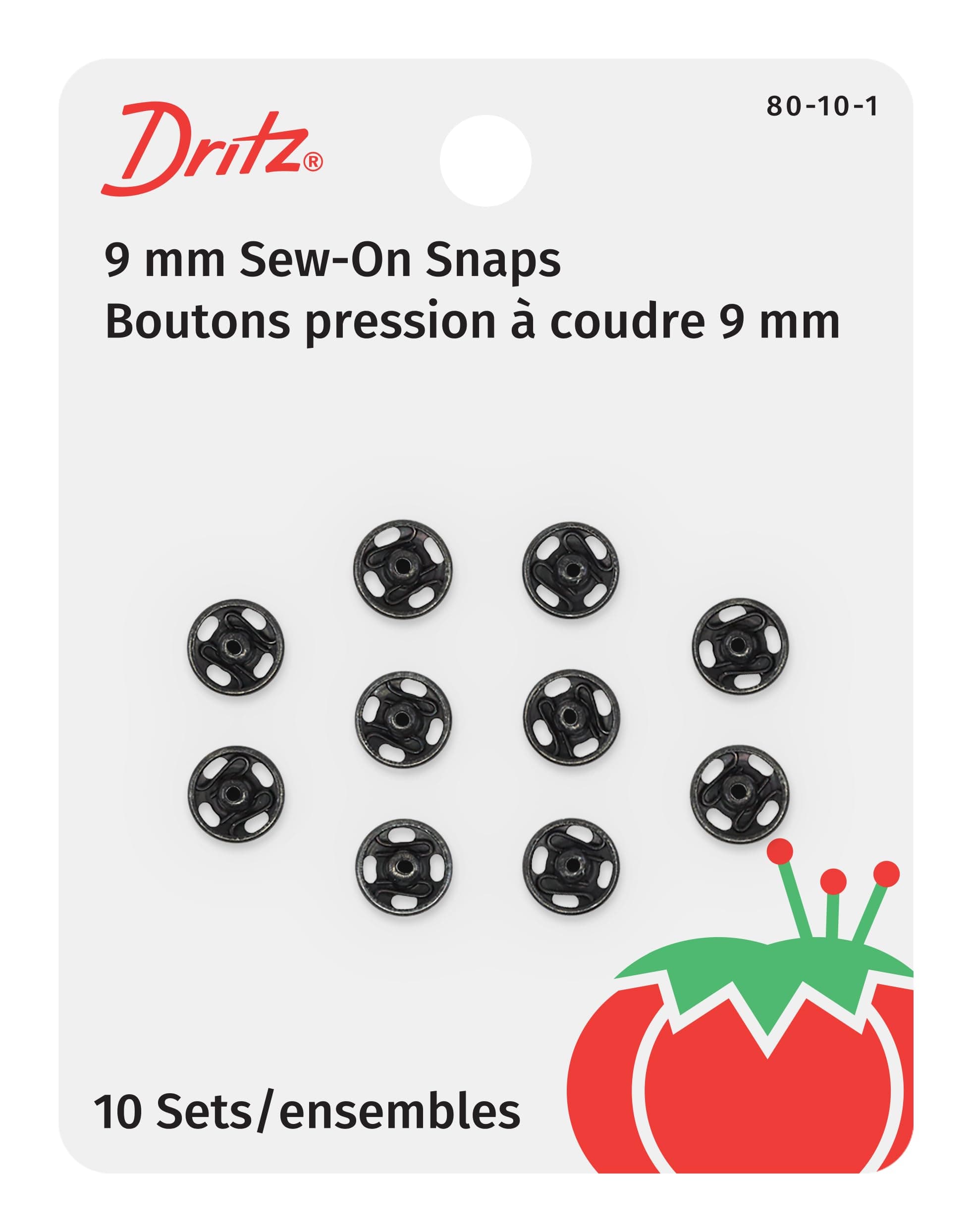 Dritz(R) Black Sew-On Snaps - Size 1/0 10/pkg