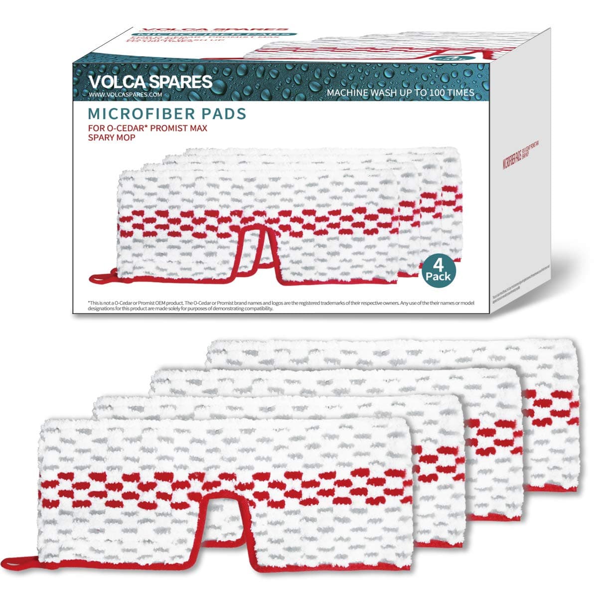 Microfiber Mop Pads Refill Compatible with O-Cedar Mop Refills Promist MAX Spray Mop/Promist Max Mop Pads, Pack of 4 Reusable Pads for Cleaning