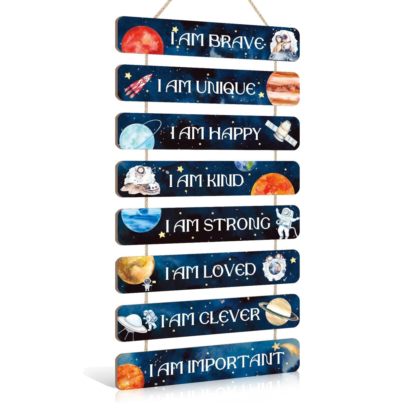 KAIRNE Planet Wall Art,Space Wall Decor,The Solar System Wall Decoration for Boys Bedroom,Movational Quotes Hanging Decor,Be Kind Be Brave Inspirational Phrase Wall Art for Kids Bedroom Gift