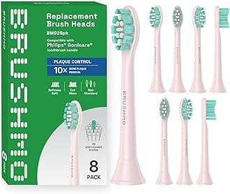 Brushmo Replacement Toothbrush Heads Compatible with Philips Sonicare Optimal Plaque Control HX9023/65, Pink, 8 Pack