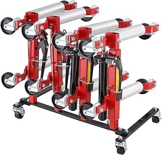 VEVOR Car Dolly Rack Storage Rack with 360 Degree Rotatable Wheels Hydraulic Ratchet Trolley Jack Stand Organizer Jack Stand Holder Storage Rack 4 Dolly Capacity Fits Most Dolly