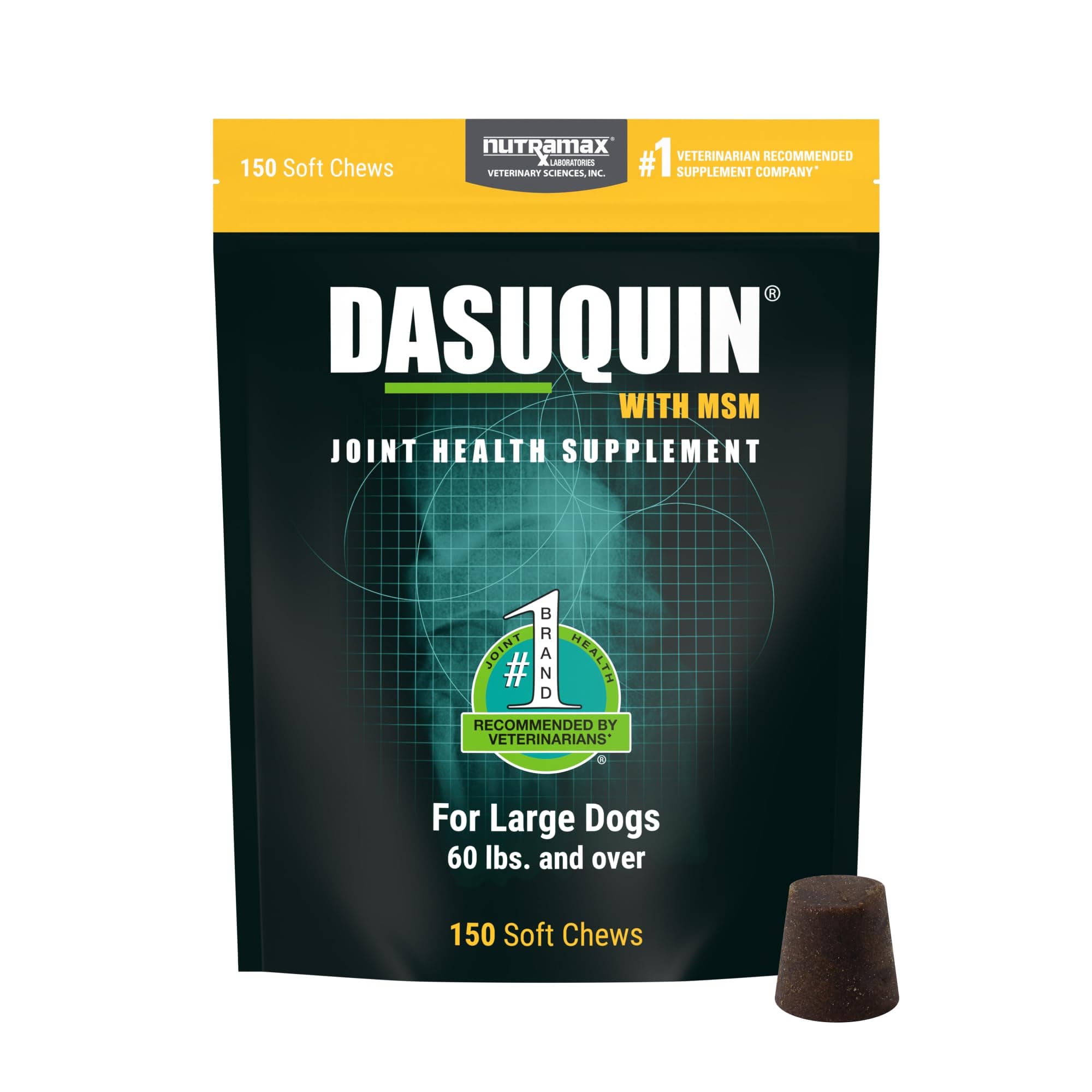 Nutramax Laboratories Dasuquin with MSM Soft Chews, Large Dog, 150 Count, brown