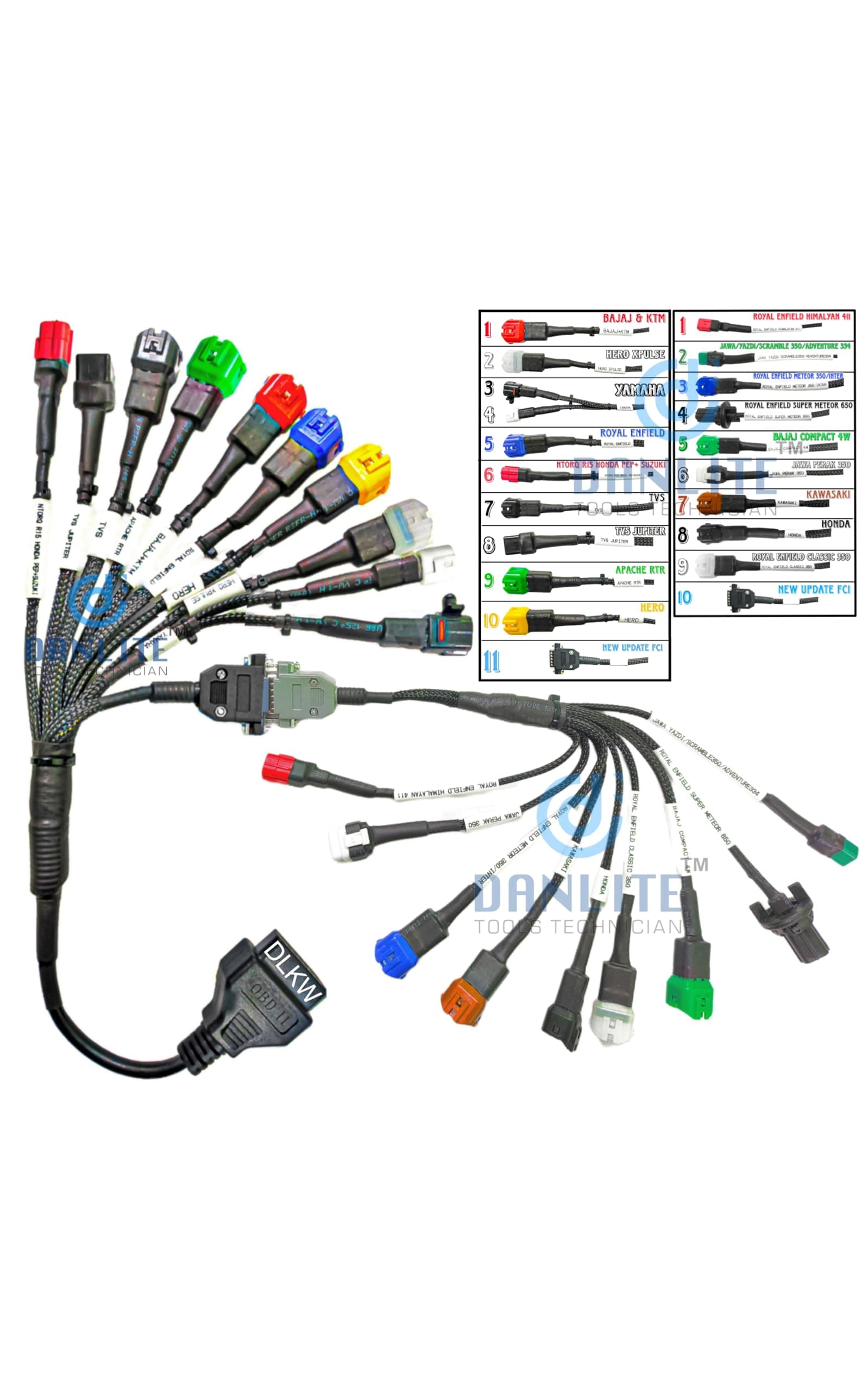 DANLITE TOOLS TECHNICIAN New Version BS6-BS7 Bike Scanning Cable 11 Coplar for Fast Connectivity Best Wire Quality Unbreakable Cable (Multi-color)