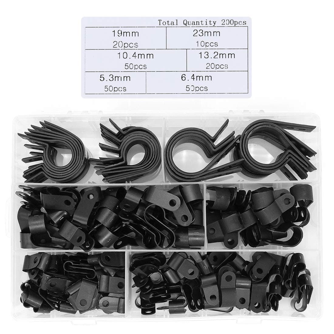 Yuhtech 200Pcs Nylon Wire Cable Clamp P Clips Fastener Plastic Wire Clips for Wire Cable Conduit