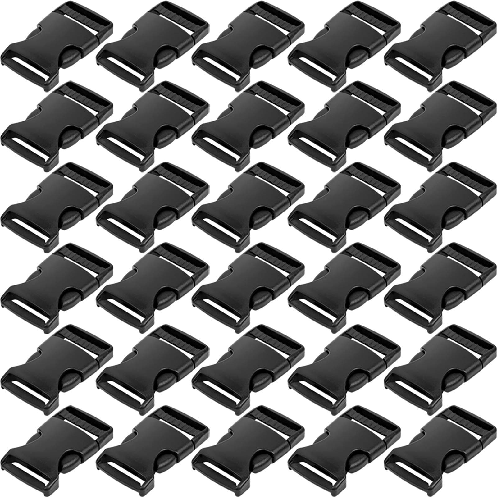 1 Inch Buckles, 30 Pack Plastic Quick Release Parachute Buckles for Backpack Strap Webbing Belt, Black