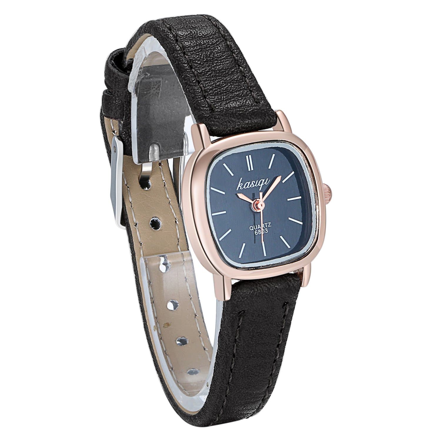 Women Small Square Dial Leather Strap Watch
