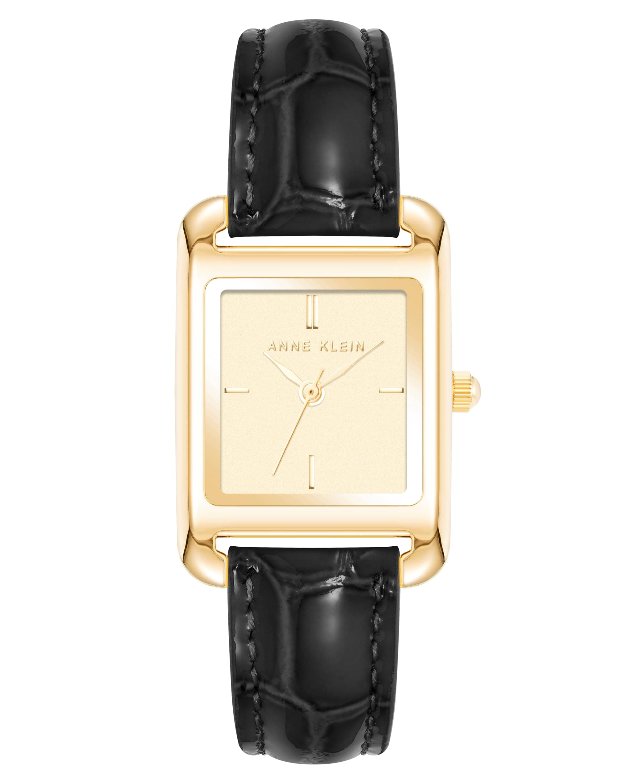 Anne Klein Women's Shiny Croco-Grain Leather Strap Watch