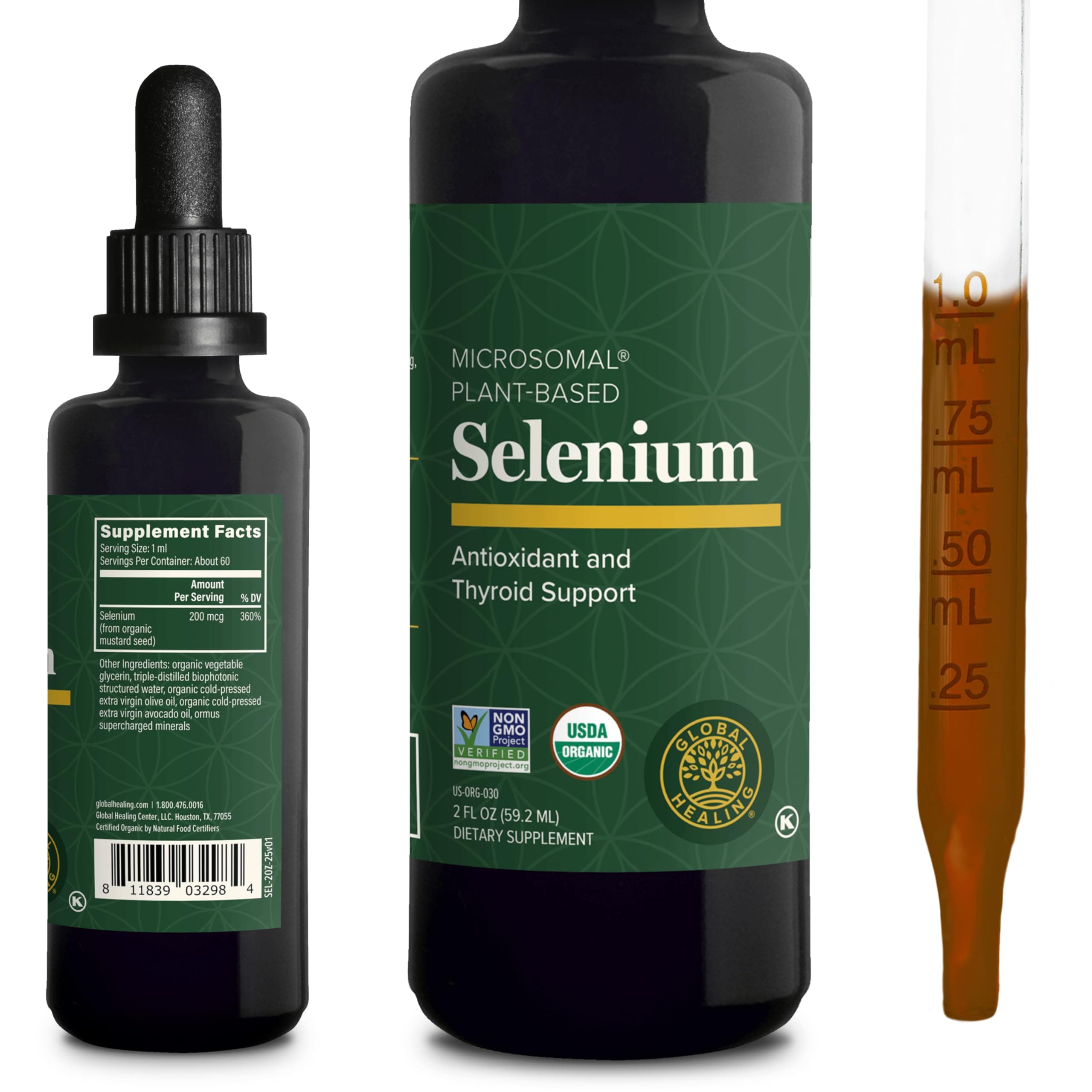 Selenium 200mcg, Selenium Supplement Drops with Organic Ingredients, Antioxidants for Thyroid and Immune Support, Non-GMO & Gluten-Free, for Men & Women - 2 Fl Oz