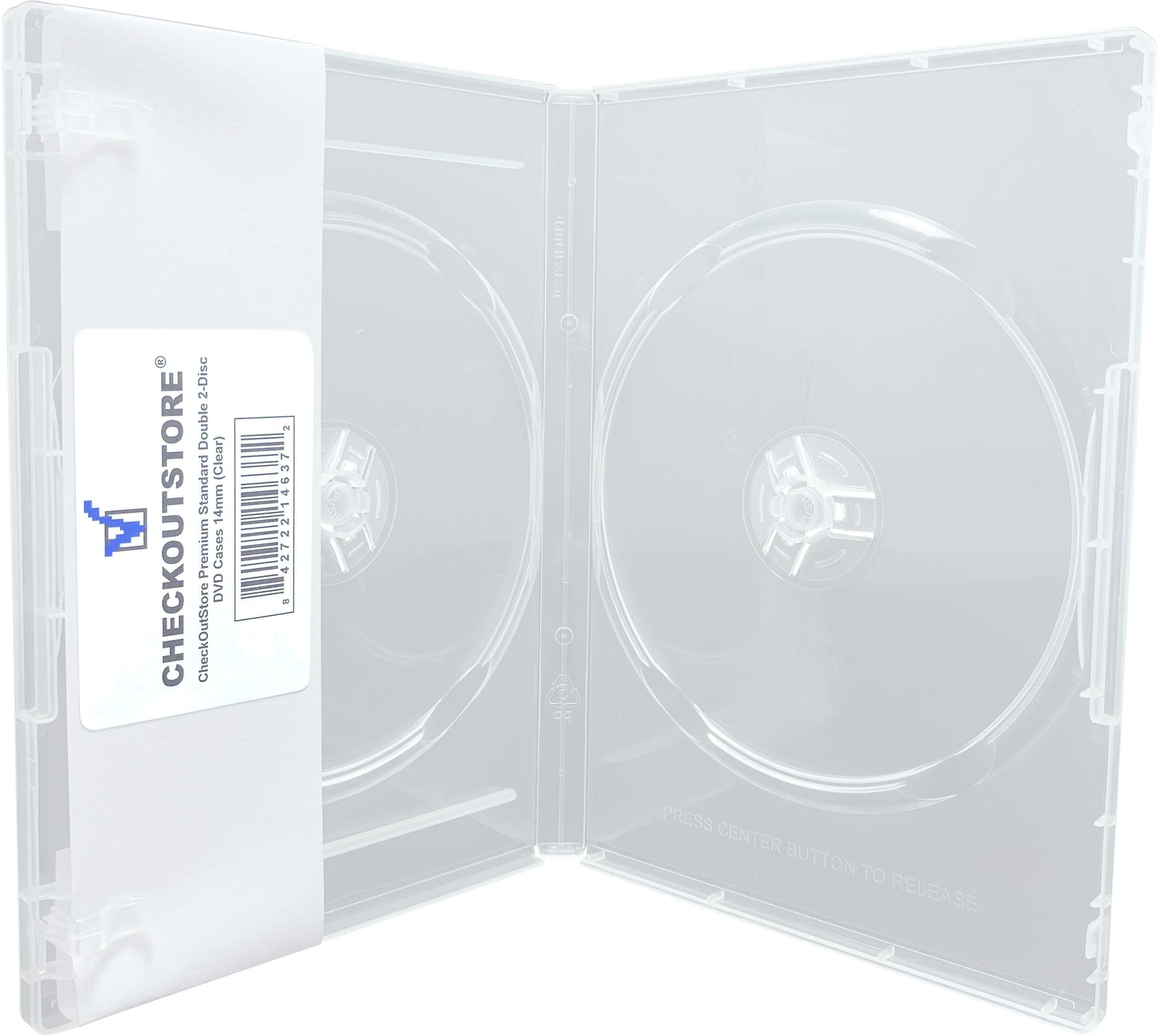 CheckOutStore Standard Double 2-Disc DVD Cases, 14mm (Clear)