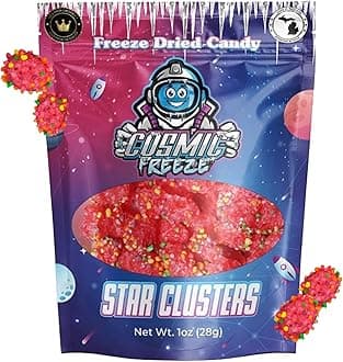 Star Clusters Freeze Dried Candy Pack, Crunchy Dry Frozen Candy Freeze Dried for Mix-In Snacks, Gluten-Free, Made in USA, 1.0 Oz, 1-pack