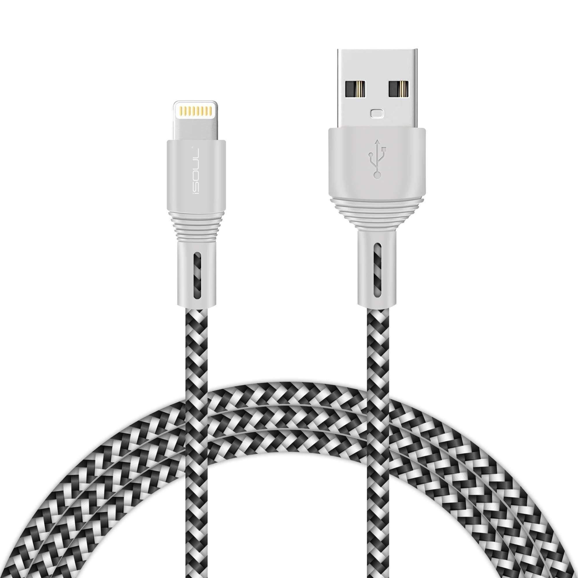 iSOUL Lightning iPhone Charger Cable, 1 Meter 3.3ft Braided USB Cord for iPhone 14 13 12 11 Pro XS Max XR X 10 8 7 6s Plus, iPad Air Pro Mini, iPod Ultra Fast Sync & Charging