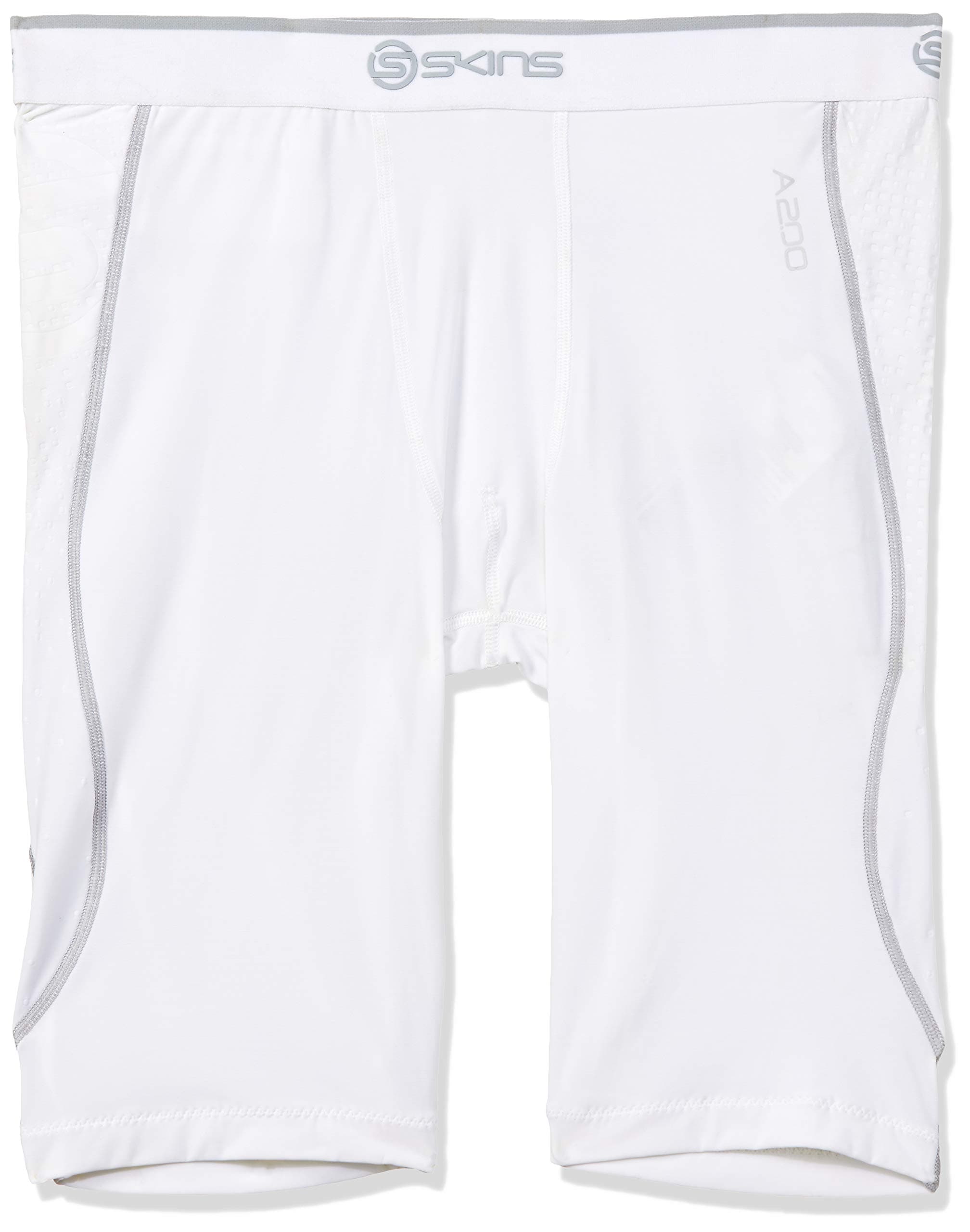 Skins Mens Compression Half Tight A-200 White Size Xl, Multicolor