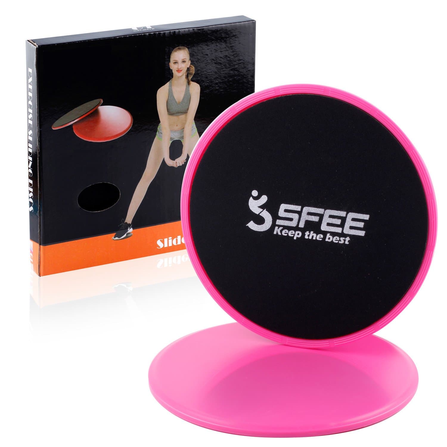 Sfee Core Exercise Sliders-2xDual Sided Gliding Discs for Use on Carpet, Hard Floor, Fitness Equipment Idea for Abdominal, Full Body Workout, Training,Leg Sliders, Aerobics, CrossFit+Gift Box
