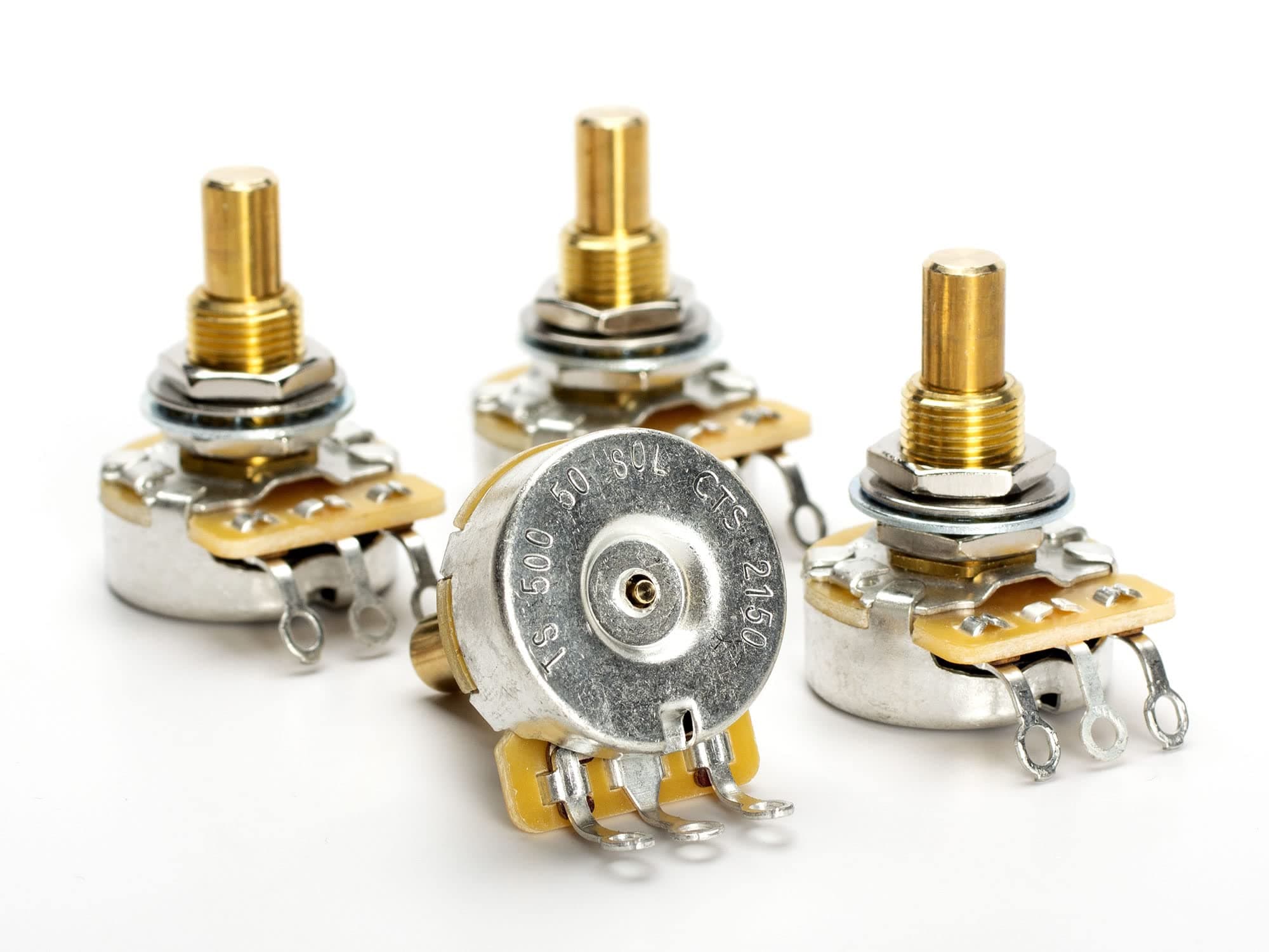 ToneShaper500K Audio Pot Pack, CTS, Low Torque (.5" Bushing; Solid Shaft) (4 Pack)