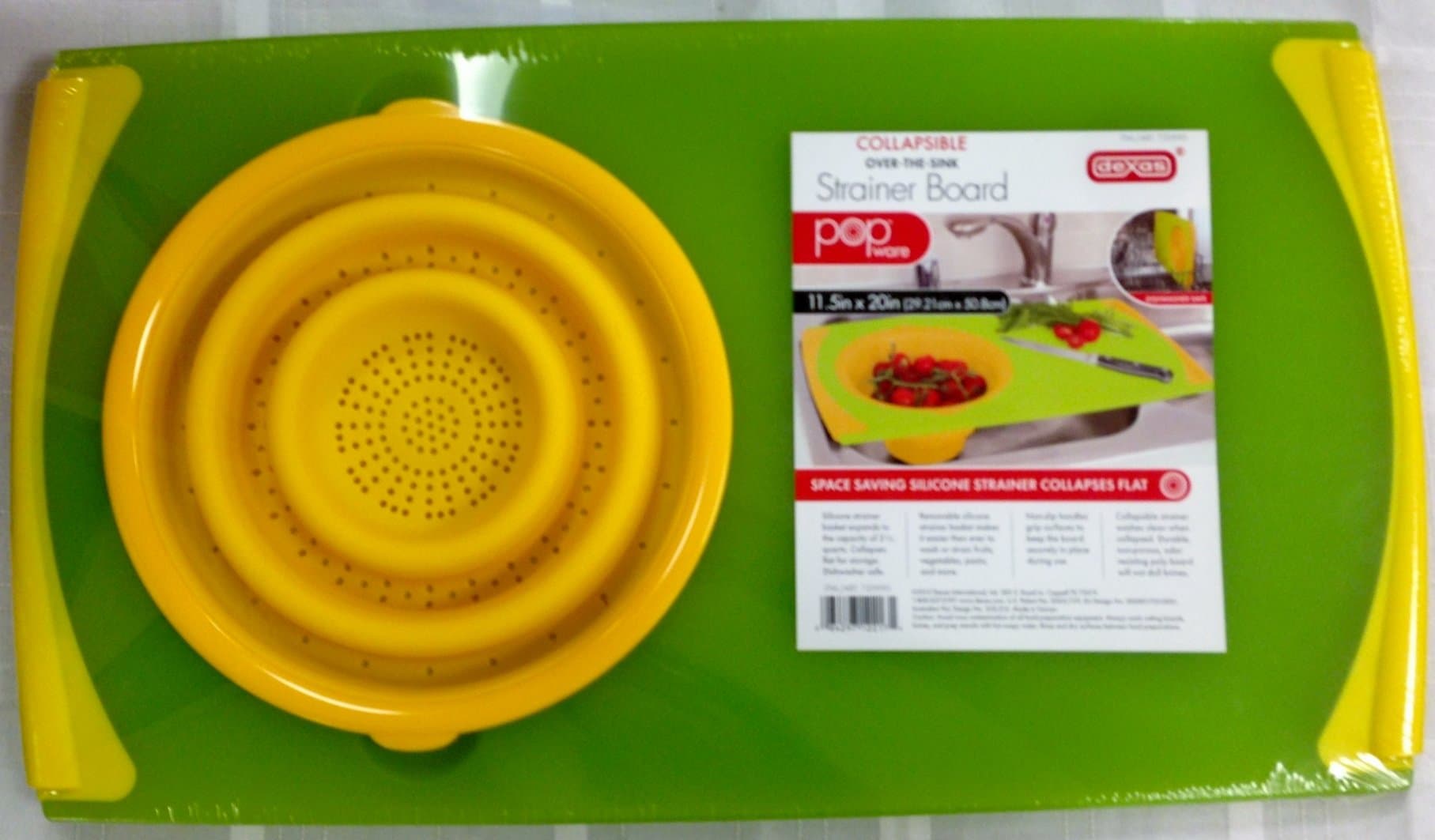 Collapsible Over-The-Sink Strainer Board (Yellow)