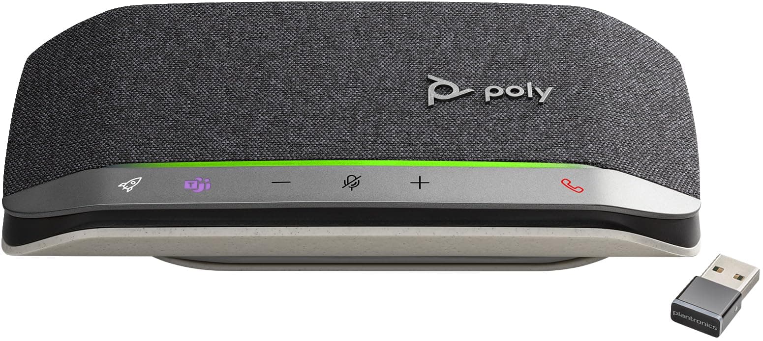 POLY - Sync 20+ USB-A Personal Bluetooth Smart Speakerphone (Plantronics) - Connect to Smartphones via Bluetooth-PC/Mac via - BT600 Dongle -Works with Teams (Certified), Zoom & More,Black