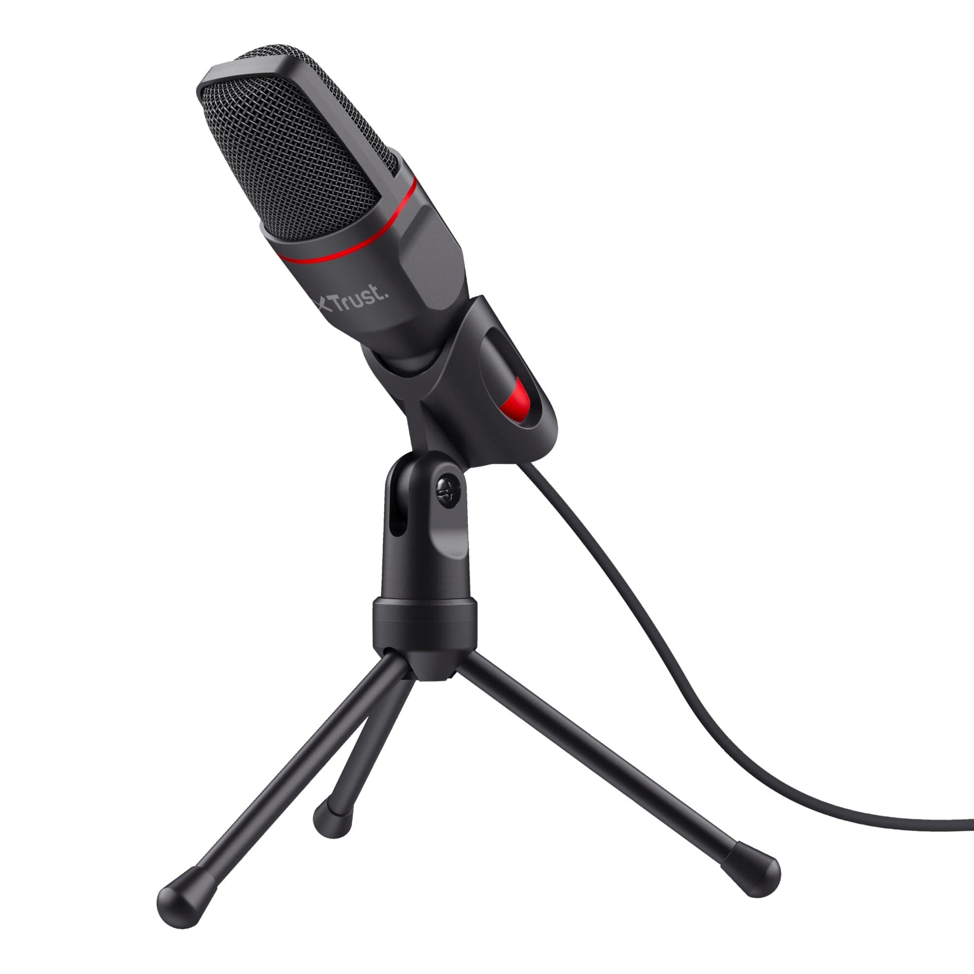 Trust Gaming GXT 212 Mico USB Microphone on Tripod for PC, PS4, PS5 and Laptop, Mic with 3.5 mm and USB Connection, 1.80 m Cable, for Streaming, Twitch and Youtube - Black