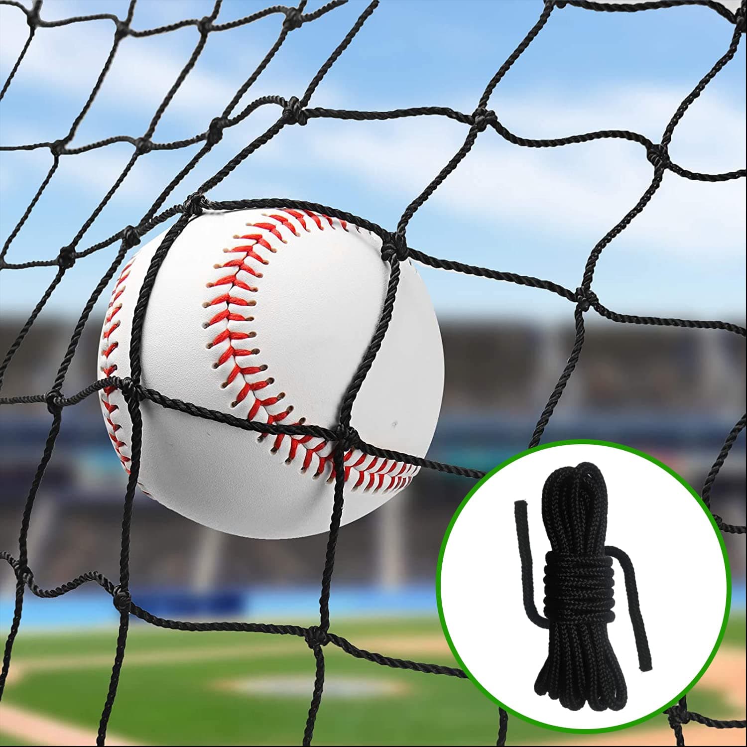 Wiseek 10x20ft Baseball Softball Backstop Net Heavy Duty Baseball Net Ball Stop Net #18 Nylon Sports Net Barrier