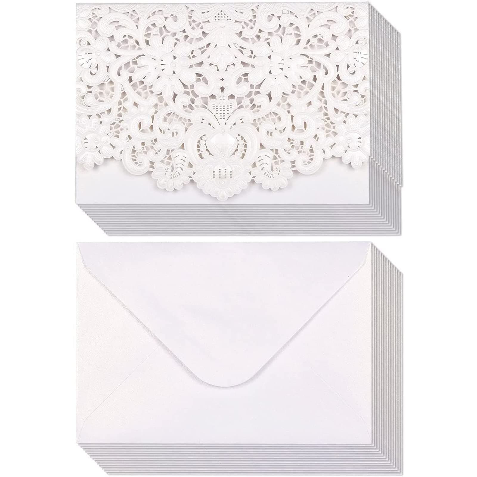 Laser Cut Blank Invitations with Envelopes 5 x 7.25 Inches (Set of 24)