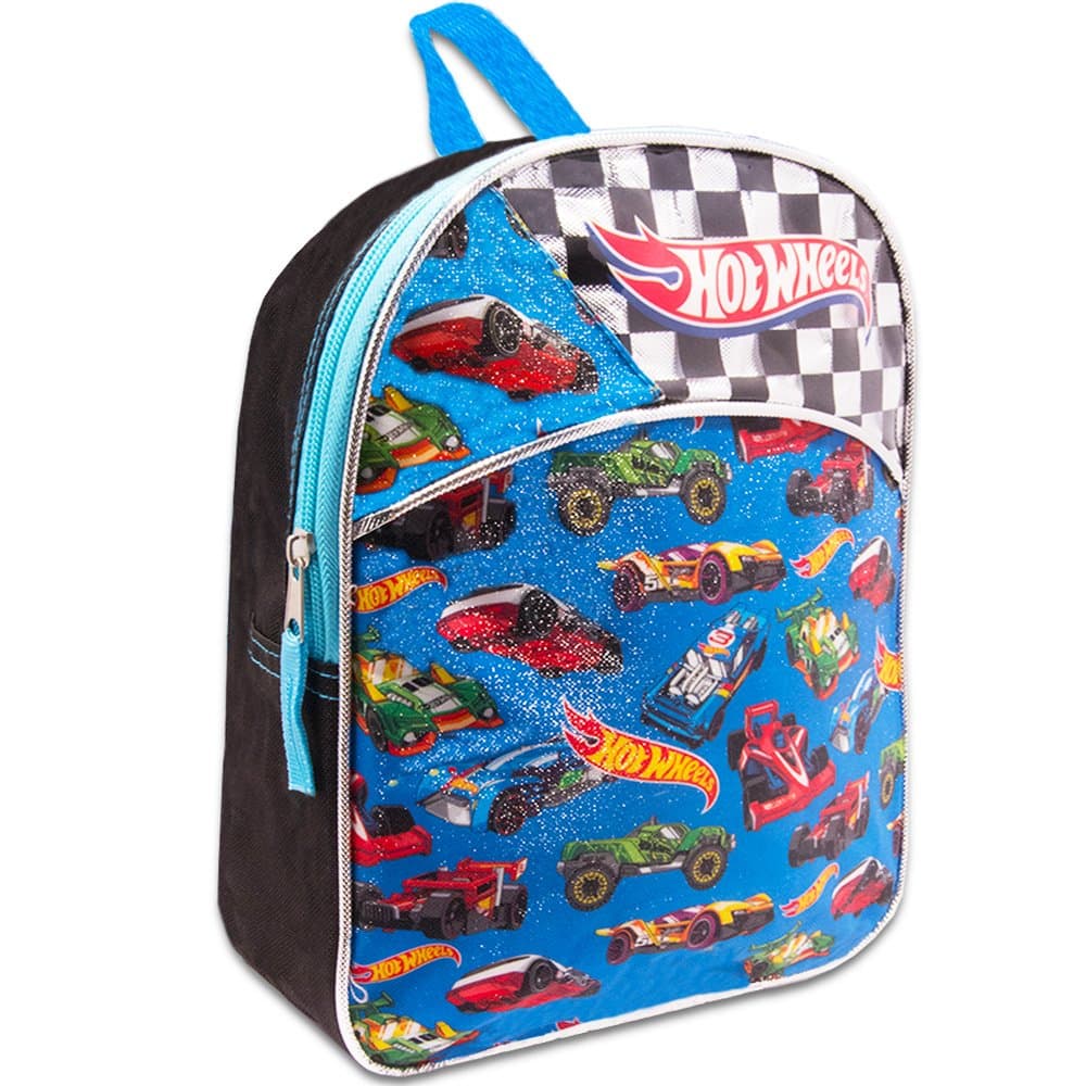 Hot Wheels Toddler Preschool Backpack Set - Bundle Includes 11 Inch Hot Wheels Mini Backpack and Stickers (Hot Wheels School Supplies)
