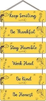 Artvibes Keep Smiling Be Positive Printed Wooden Wall Hanging For Home Decor | Office | Quotes Decor Item | Livng Room | Wall Poster | Inspirational Quotes | Art Print | Unique Gift Items (WH_3241N)