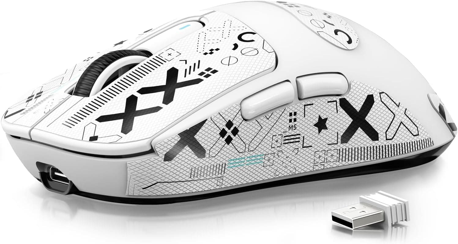 ATTACK SHARK X3 Lightweight Wireless Gaming Mouse, 49g Tri-Mode Bluetooth/2.4G/USB-C Wired Mouse, PAW3395 26K DPI Sensor, 200h Battery Life, Programmable Buttons, Griptape for PC/Laptop/Mac