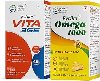 FYTIKA HEALTHCARE PRODUCTS Vita 365 Multivitamin & Omega 1000 For Men & Women Capsule With Probiotics Vitamin B12, C, D3, E, Zinc, Biotin, Mineral, Ginseng & Ashwagandha