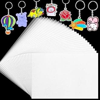 Gushu 36 Pieces Heat Shrink Plastic Sheets, Heat Shrink Paper Blank Shrinky Film Sheets for Kids Creative Craft, Create Your Own Keychains, Earrings, Necklace