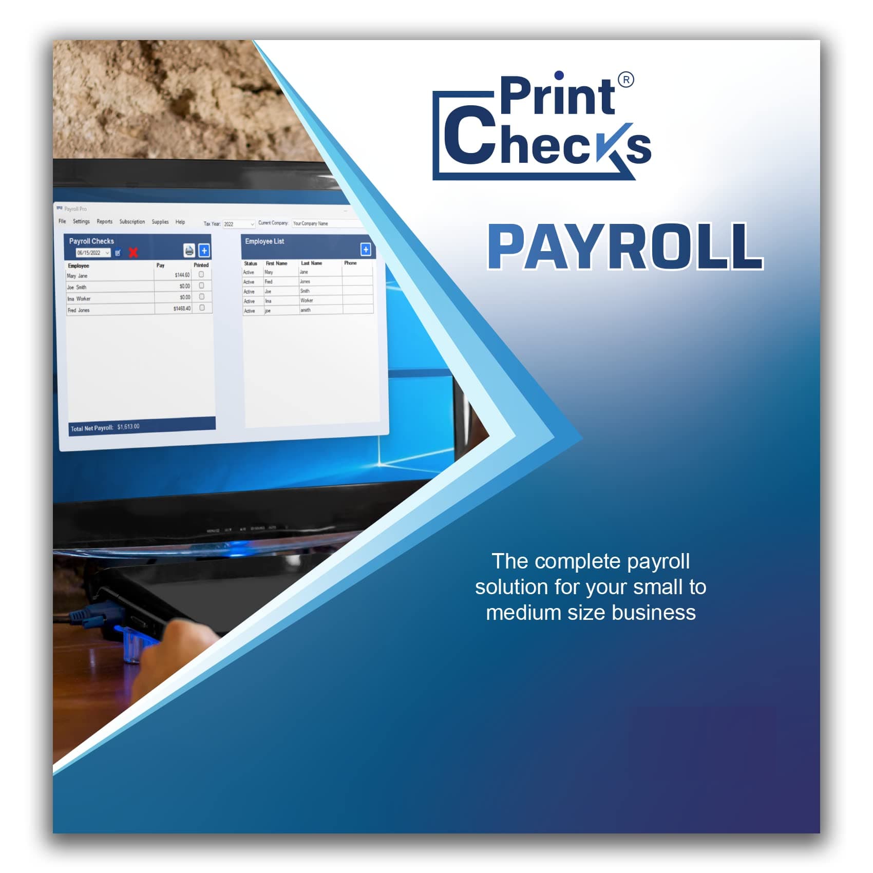 Print Checks Payroll - Payroll software for Windows 10/11 - CD - Includes 12 month license