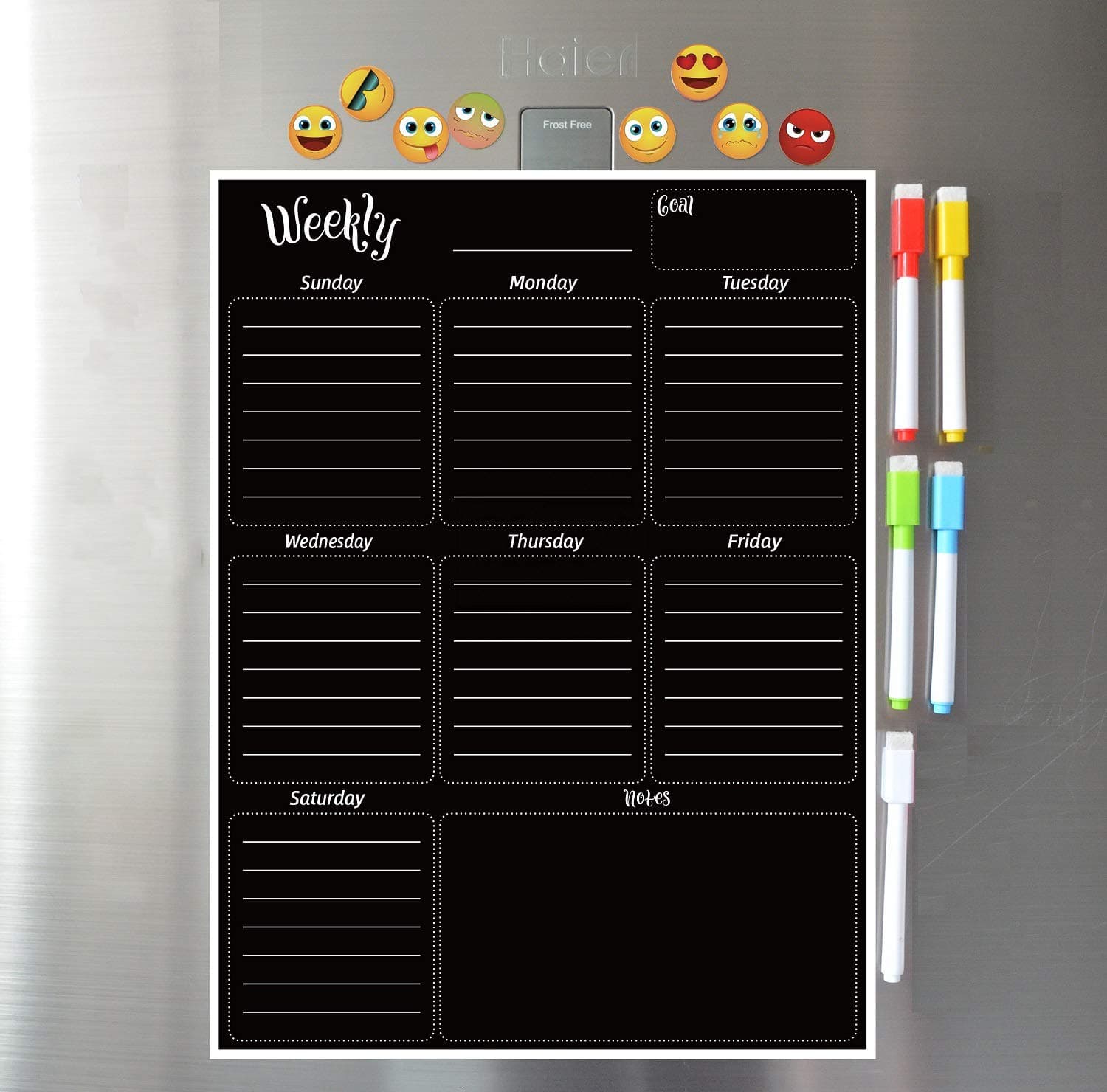 Magnetic Weekly Planner Fridge Blackboard for Home Office, Task, School Student, Teacher, Ramadan Planner, Gift, Board Calendar, Grocery Shopping List, To Do List, Weekly Daily Monthly Organizer