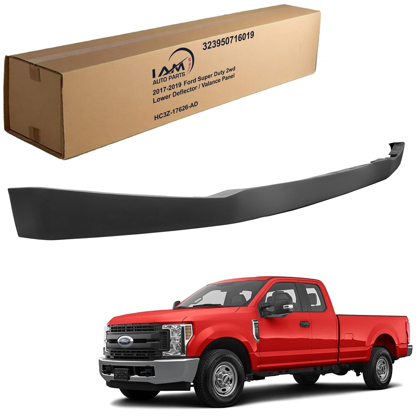 IAMAUTO 16019 Front Lower Air Deflector Valance Panel Black 2WD for 2017 2018 2019 Ford Super Duty (Will NOT Fit 2020-2022)