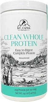 Mt. Capra Clean Whole Protein | Grass-Fed Goat Protein with Whey and Casein Protein | No Bloat, Build and Maintain Muscle, 20 g Protein per Serving, No Sweeteners | 13 Servings - 400 g
