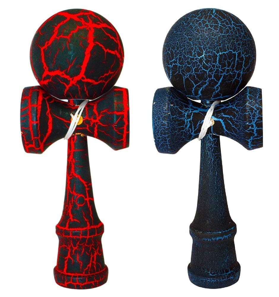 2 Pack | Competition Pro Kendama Full Size | Solid Wood Ball and Cup Coordination Toy | Red/Black Blue/Black Bundle