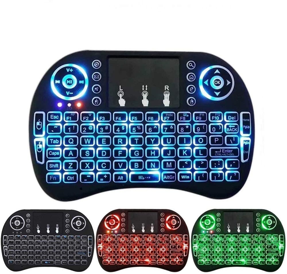 ZenzeComm LED Backlit Mini 2.4G Wireless Keyboard with Touchpad QWERTY Keyboard Air Mouse Combo Android TV Remote Control for Raspberry Pi 3, Smart TV, PS4, Xbox 360, PC, Pad, Google Android TV Box