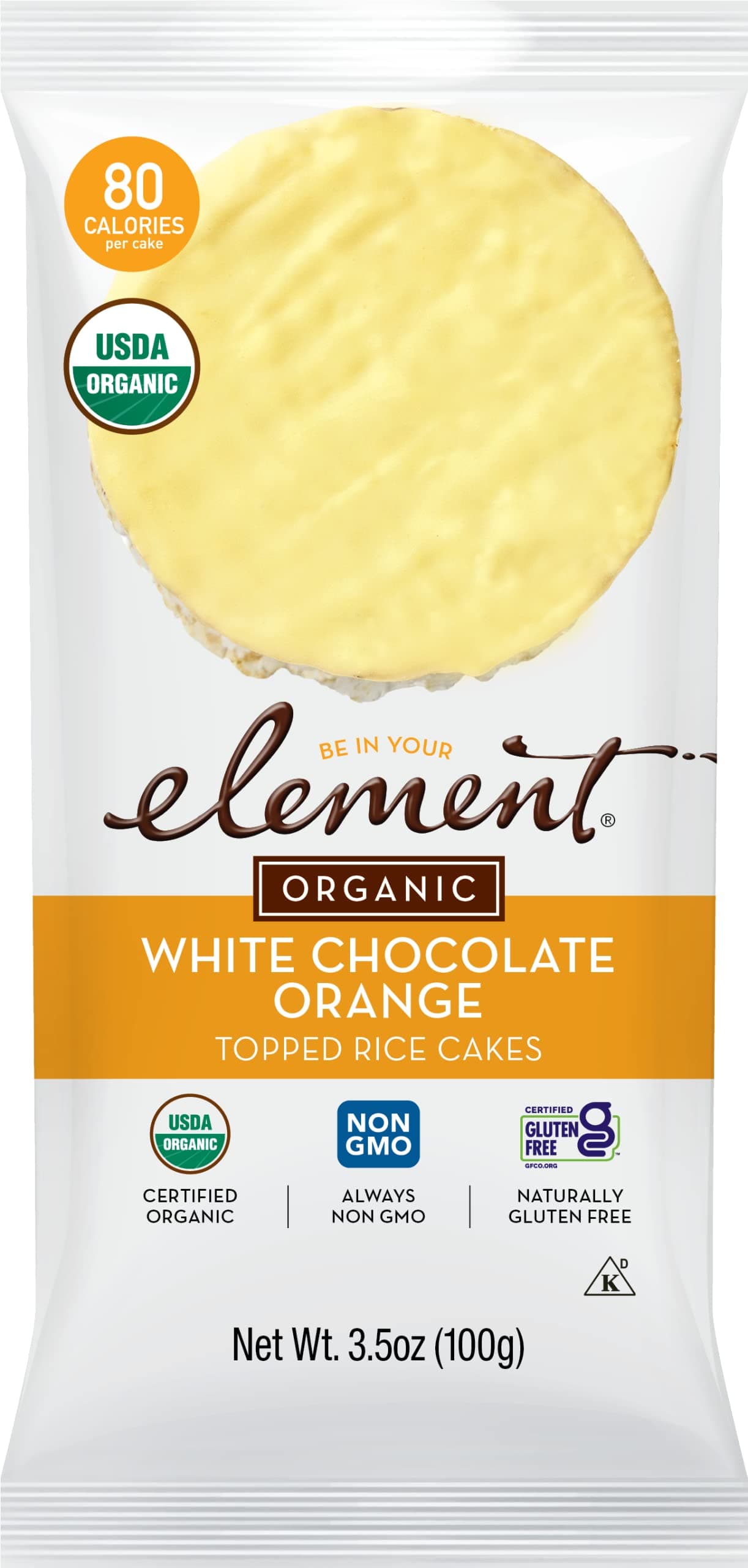 Snacks - White Chocolate Orange Rice Cakes (Pack of 6), All-Natural Rice, Organic Healthy Snacks for Kids or Adults, Non GMO, Certified Gluten-Free and Kosher
