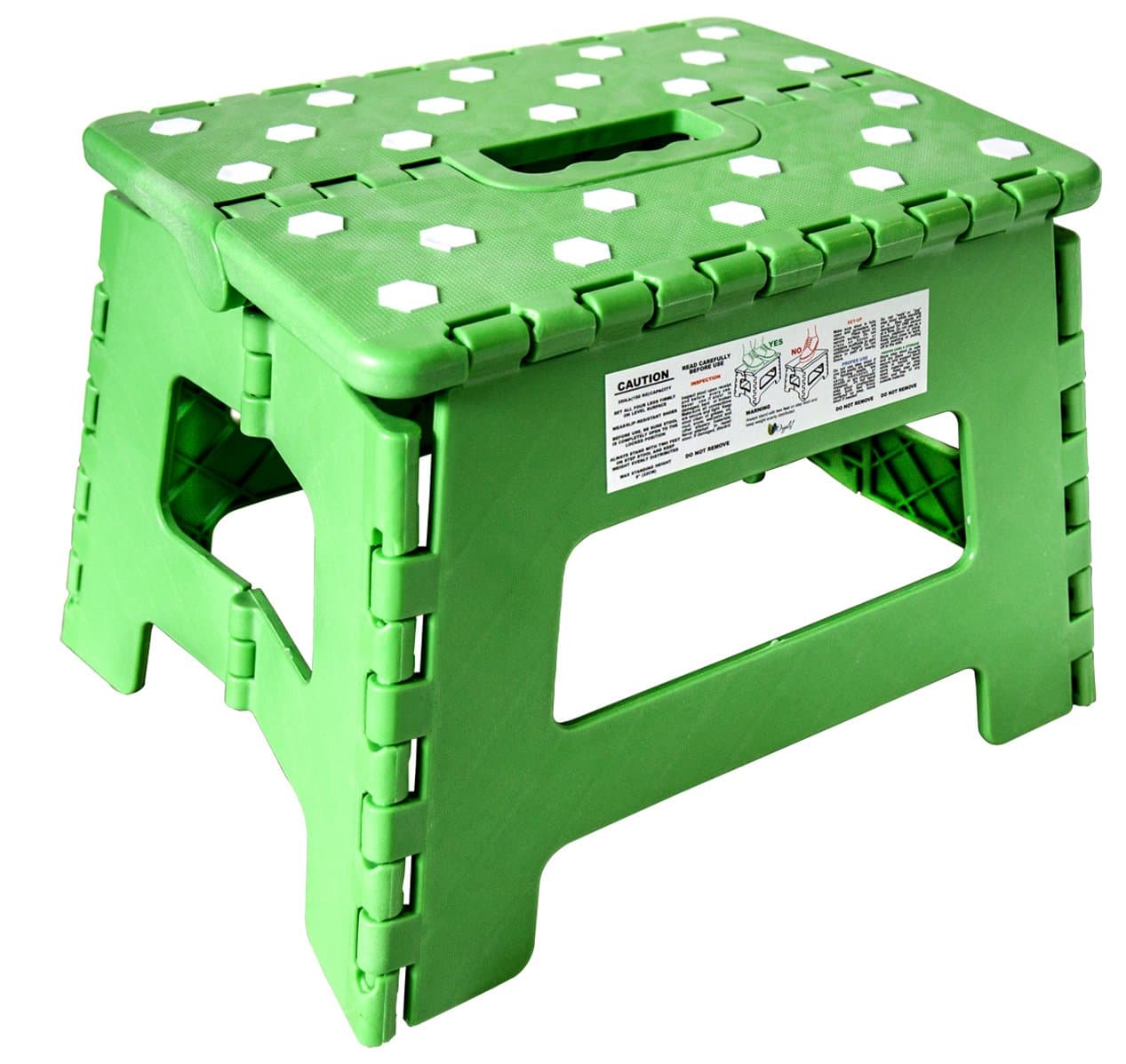 ORGALIF Heavy Duty Folding Step Stool with Anti Slip Dots and Strong Support Stepping Ladder for Kids and Adults (Green)