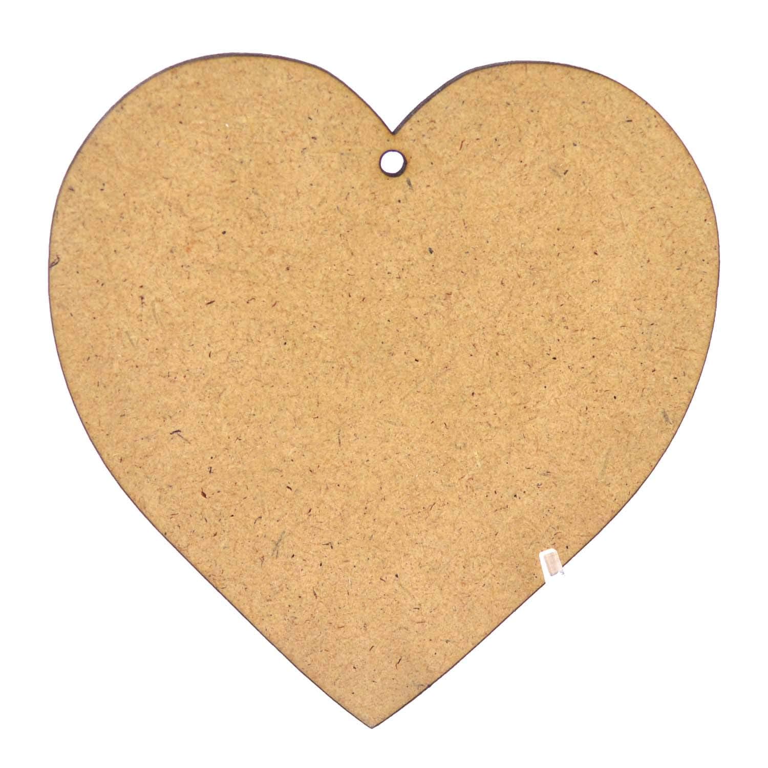 x10 MDF Basic Blank Shapes, Wooden, Circles, Squares, Rectangles, Triangles, Hearts, Stars, Hands, Feet, Teddy Bears and More. x10 (100mm Heart (Hanging Hole))