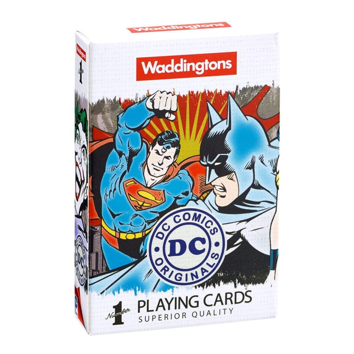 Waddingtons Number 1 DC Comics Retro Playing Card Game, play with your favourite heroes and villains from Batman, Superman, Wonder Woman to the Joker, gifts and toys for boys and girls aged 6 plus