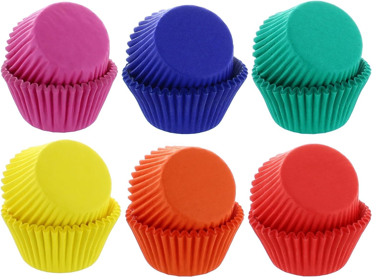 Bakery CraftsBright Rainbow Baking Cups - 300-2" Cupcake Liners, Red, Blue, Green, Yellow, Purple, Orange, Greaseproof Paper Cases for Muffins and Cupcakes, Bulk Pack of 300[Amazon-developed Certification] Compact by Design
