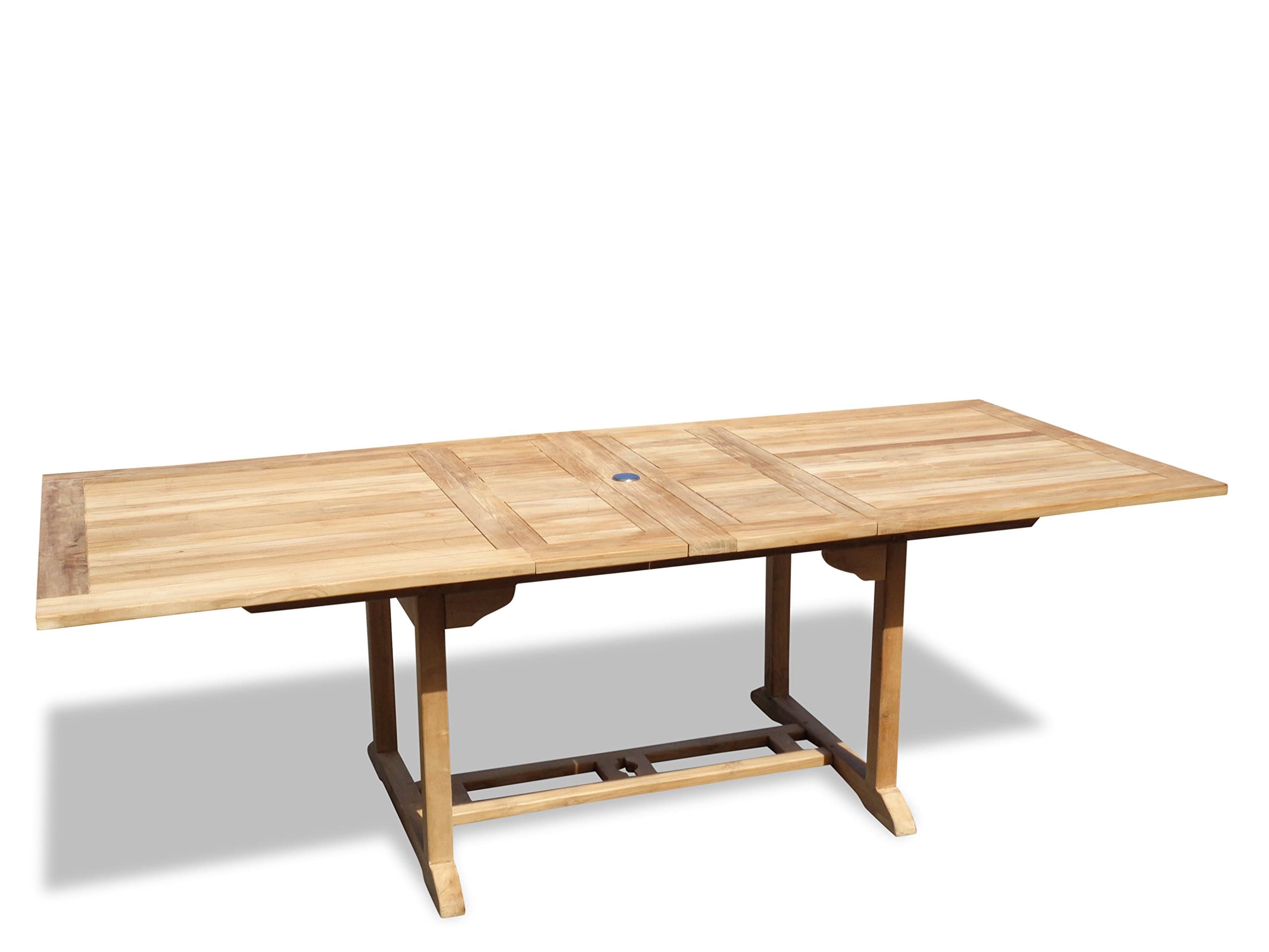 Premium Grade A Teak 108" x 40" Rectangular Double Extension Table. 68" closed, 88" w/1 leaf up, Makes 3 size tables! Seats 12, 5 Yr Wrty, World's Best Outdoor Furniture! Teak Lasts A Lifetime!